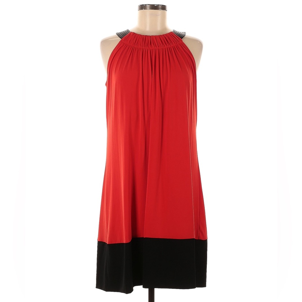 Calvin Klein Halter Neckline Jersey Dress Red & Black